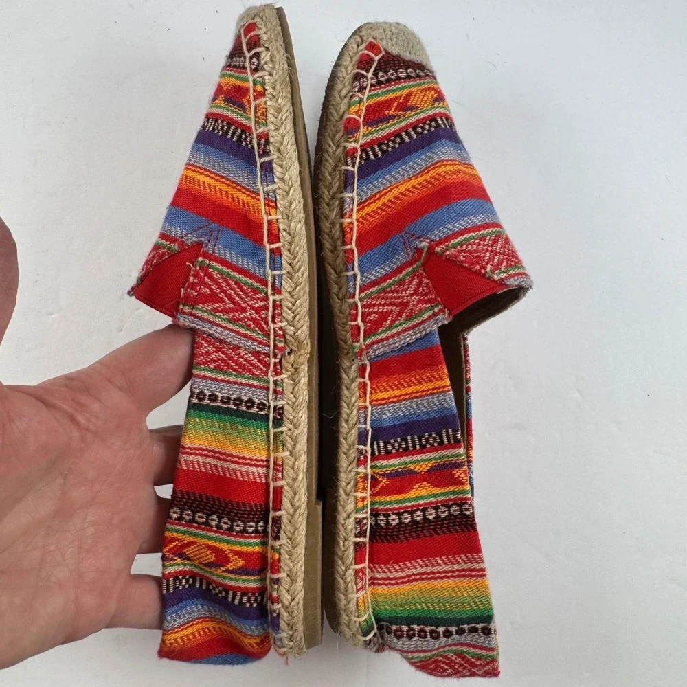 Minnetonka Womens‎ Multicolor Striped Fabric Espadrille Slip On Flat Shoes 8M
